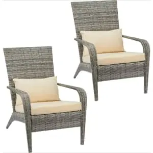 Aecojoy Adirondack Wicker Patio Chair 2-Pack