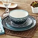 12-Piece Better Homes & Gardens Teal Medallion Stoneware Dinnerware Set