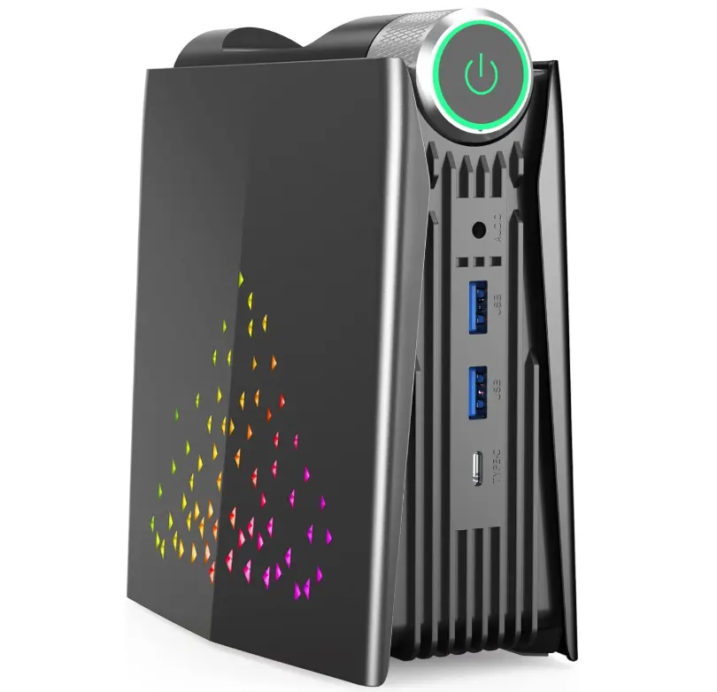 ACEMAGICIAN Mini PC, AMD Ryzen 5 5600U, 16GB DDR4 RAM, 512GB SSD, Windows 11 Pro, RGB Light, WiFi 5 Bluetooth 4.2, 3 Screens Display, HDMI, DP, Type C Port