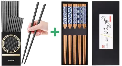 [超值]日本天然竹筷子5 双套装 +10 双玻璃纤维筷子