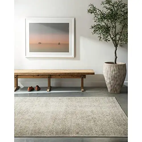 复古风格橄榄色地毯,6'7" x 9'
