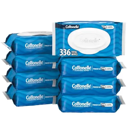 Cottonelle Fresh Care 可冲散的湿巾，42张/包，共8包