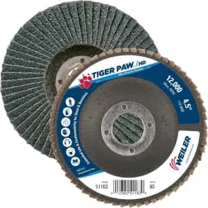 Weiler Tiger Paw XHD 4.5" Abrasive Flap Disc 10-Pack