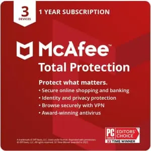 McAfee Total Protection 3-Device 1-Year Software Subscription