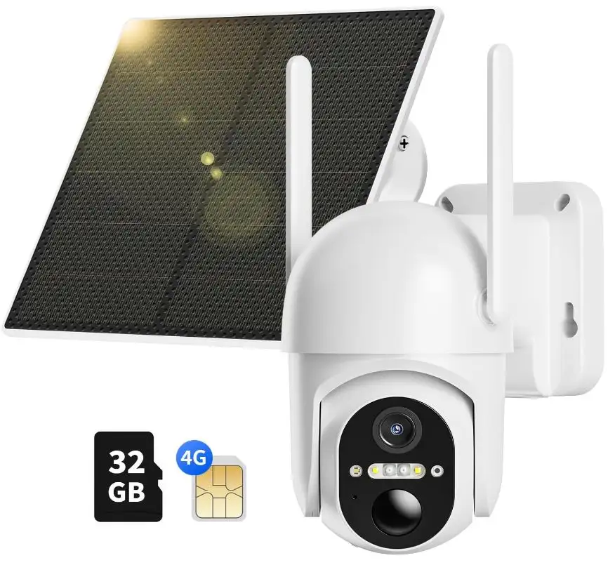 Ebitcam 4G LTE Cellular Security Camera Includes SD&SIM Card(Verizon/AT&T/T-Mobile), 2K Solar Outdoor Cam Wireless Without WiFi Needed, 360° Live View, Color Night Vision, Motion&Siren Alert, Playbac
