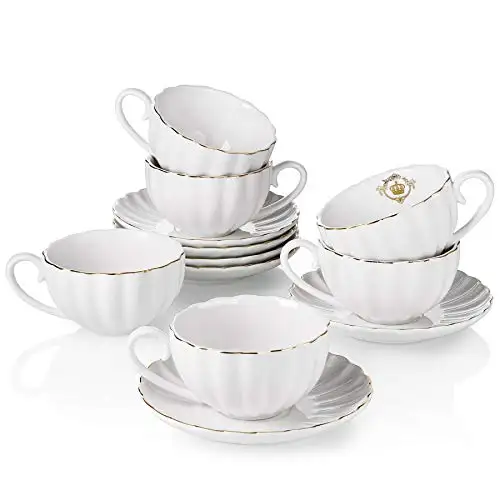 Amazingware 皇室风白色陶瓷茶具6人份套装
