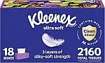 18-Ct Kleenex Ultra Soft Facial Tissues 120 Tissues per Box, 3-Ply
