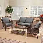 4-Piece Mainstays Tuscany Ridge Outdoor Patio Furniture Set w/ Cushions