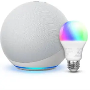 Amazon Echo Dot w/ Amazon Basics Smart Color Bulb