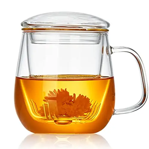 加厚高硼硅玻璃带茶滤茶杯
