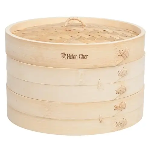 Helen's 竹制食物蒸锅带盖,10英寸