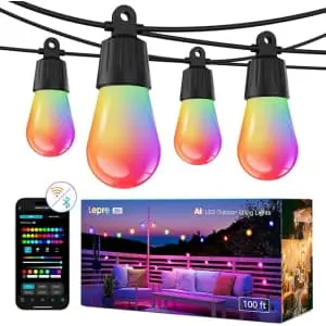 Lepro 100-Foot RGBIC AI Smart Outdoor String Lights
