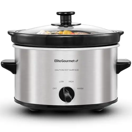 Elite Gourmet 电动慢炖陶瓷锅(2 夸脱,不锈钢)