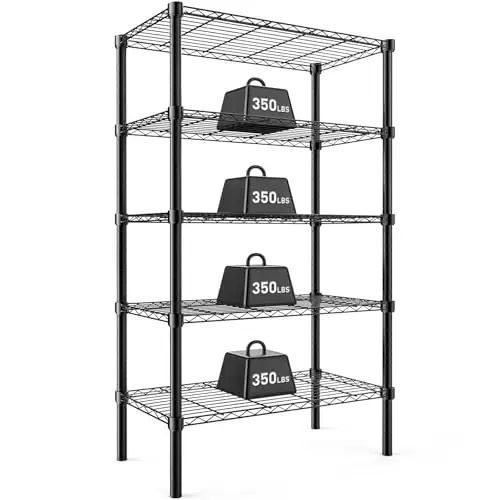 五层金属储物架，13.78" D x 35.43" W x 69.29" H