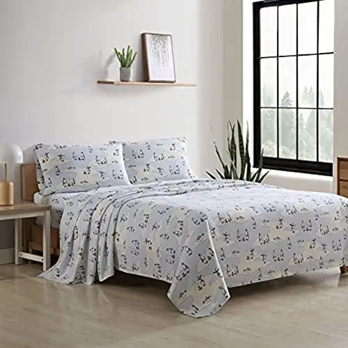 Eddie Bauer 法兰绒全棉床单/枕套 四件套，King尺码