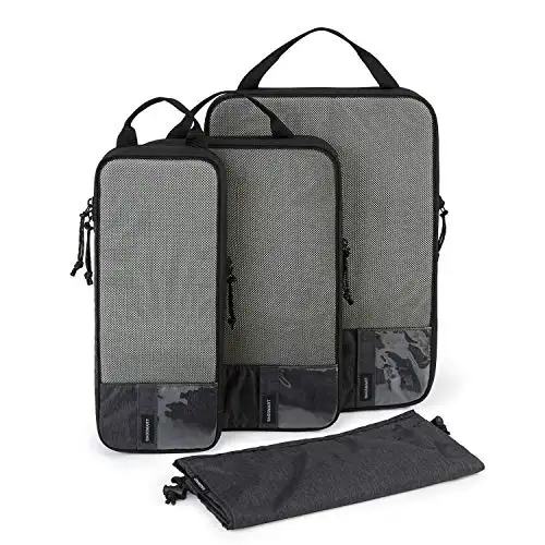 BAGSMART 6 套/4 套/2 套压缩收纳包,适用于旅行,轻质度假旅行必备品,旅行箱收纳袋旅行配件,耐用行李收纳袋旅行袋, 黑色 - 4 件, 4 件