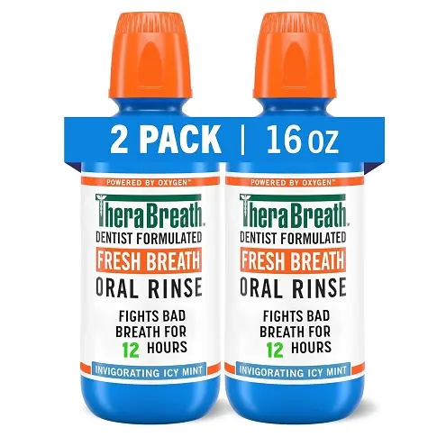 TheraBreath Gluten-Free Fresh Breath Oral Rinse, Icy Mint, 16 Ounce Bottle (Pack of 2), only $10.74free shipping after using SS