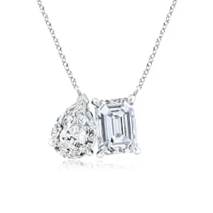 AGI-Certified Lab-Grown Emerald & Diamond Pendant in 14K White Gold