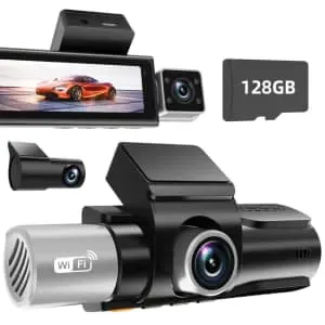 Oenbatom F7 3-Channel 4K+1080p Front & Rear Dash Cam w/ 128GB Card