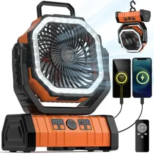 Vosfeel 20,000mAh Portable Rechargeable Camping Fan w/ Hanging Hook