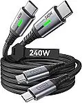 2-Pk 6.6-ft INIU USB C to USB C 240W Cable