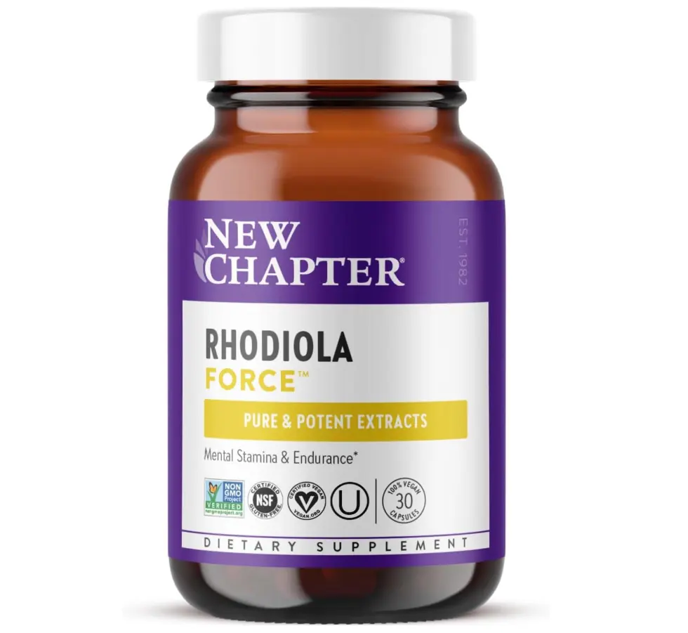 New Chapter Rhodiola Force 300mg with Potent Vegan Rhodiola for Mental Focus & Stamina, Endurance + Mood Support + Stress Adaptogen + Non-GMO Ingredients - 30 Count