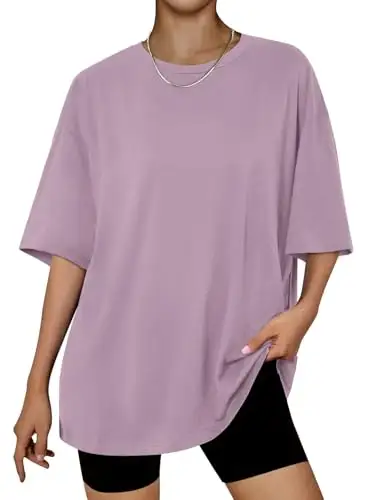 女式超大夏季 T 恤, 深粉色