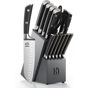 KnifeSaga 15-Piece Japanese High Carbon Stainless Steel Knife Block Set