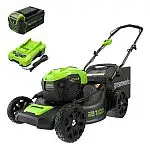 Greenworks 40V 21" Brushless Walk Behind Push Lawn Mower with Battery and Charger