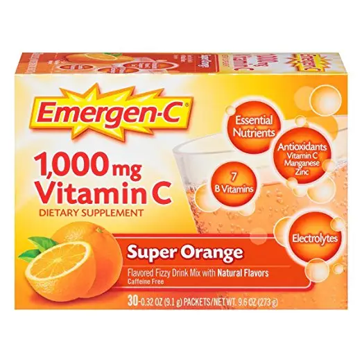 Emergen-C (30 Count, Super Orange Flavor, 1 Month Supply) Dietary Supplement Fizzy Drink Mix with 1000mg Vitamin C, 0.32 Ounce Packets, Caffeine Free, only $5.70