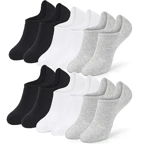 ZEROLEEWS 隐形袜女士 4/6 双隐形内衬防滑低帮袜, 2 双黑色 + 2 双白色 + 2 双灰色