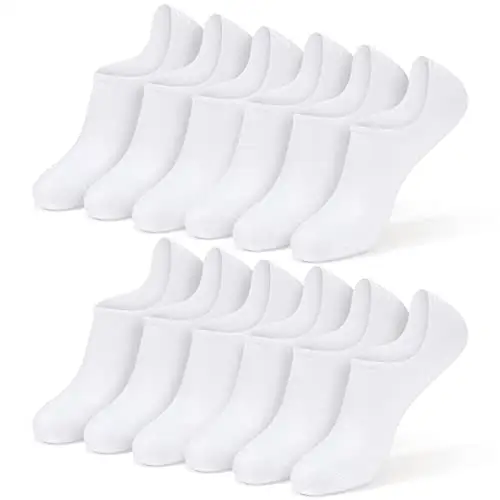 ZEROLEEWS 隐形袜女士 4/6 双隐形内衬防滑低帮袜, 白色