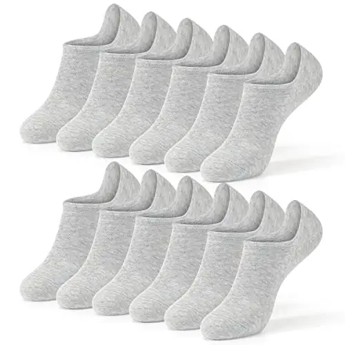 ZEROLEEWS 隐形袜女士 4/6 双隐形内衬防滑低帮袜, 6 双灰色