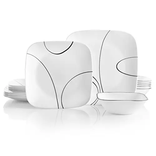 Corelle 极简线条玻璃盘餐具套装