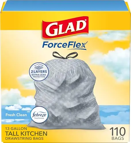 Glad Tall 13 加仑白色垃圾袋,110 个装