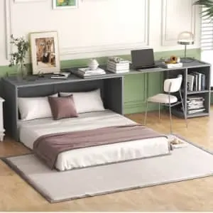 ModernLuxe Queen Size Wood Murphy Bed with Desk