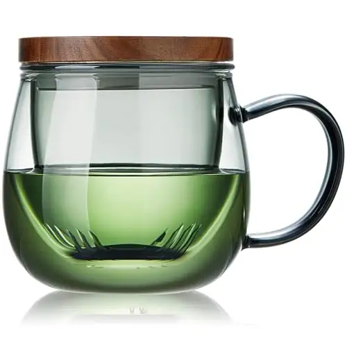 Unbreakable 带茶滤杯盖玻璃杯 17oz