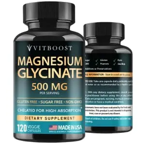 VitBoost Magnesium Glycinate 500mg 120-Capsule Bottle