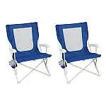 2-Count Mainstays Folding Hard Arm Beach Bag Chair w/ Carry Bag