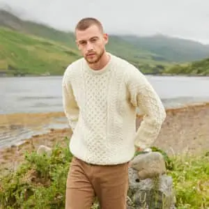 The Irish Store Men's Traditional Crew Neck Aran Sweater