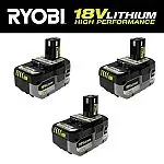 3-pack Ryobi ONE+ HP 18V HIGH PERFORMANCE Lithium-Ion (2 x 6Ah + 1 x 4Ah)