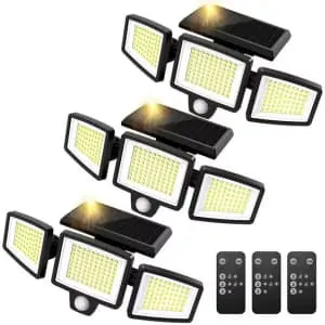 210-LED 2,500-Lumen Waterproof Motion Sensor Solar Flood Light 3-Pack