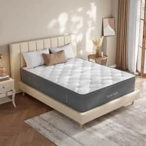 SweetNight Gloaming Queen 14" Hybrid Mattress + 2 Queen Cooling Pillows