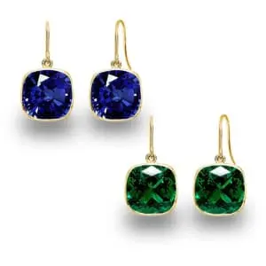 5-tcw 14K Gold Sapphire & Emerald Drop Earrings 2-Pack