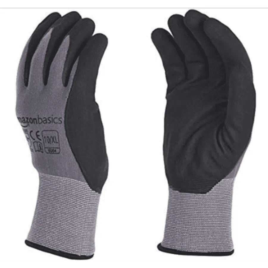 Amazon Basics Micro-Foam Nitrile Coated Work Gloves 12-Pack (XL)