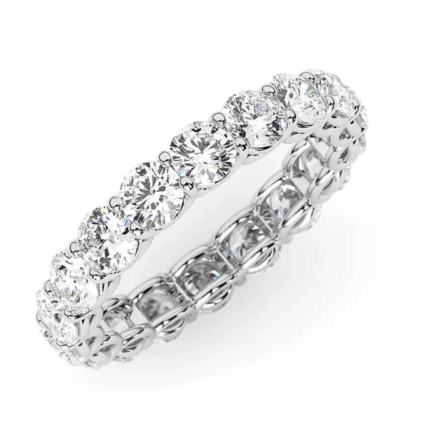 AGI Certified 2-tcw. Round Lab Grown Diamond Eternity Band in 14K White Gold