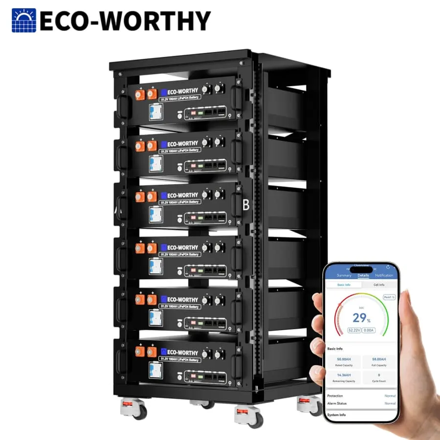 Eco-Worthy 48V 100AH Server Rack Lithium Battery 6-Pack w/ Monitor