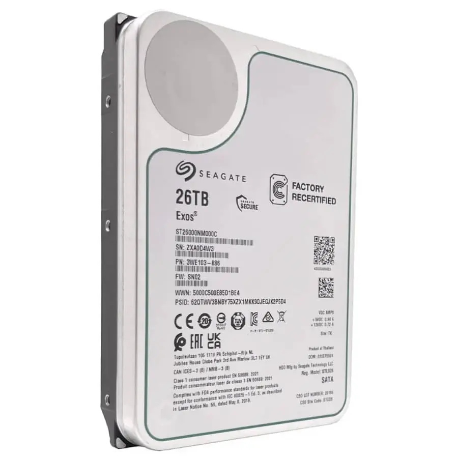 Certified Refurb Seagate Exos CMR 26TB 3.5" Internal Hard Drive