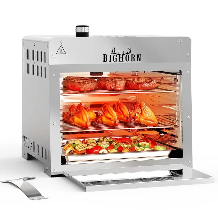 Big Horn Outdoors 1,500℉ Infrared Steak Grill w/ Pizza Stone