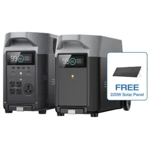 Certified Refurb EcoFlow Delta Pro 3,600Wh Power Station + Extra 3,600Wh + 220W Solar Panel